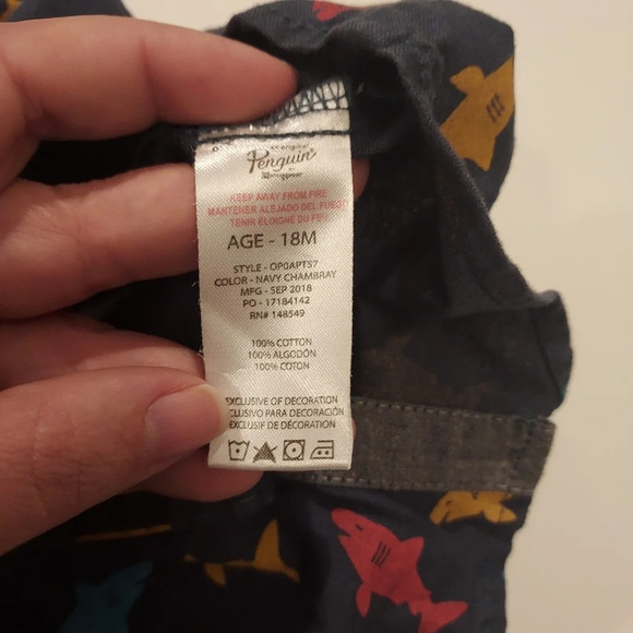 Original Penguin Baby Boy 2 Piece Shark Button Down Shirt & Pant Set in Size 18M - Picture 5 of 9